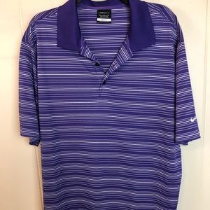 Nike Golf XL Purple Stripes Shirt Henley Polo Casual